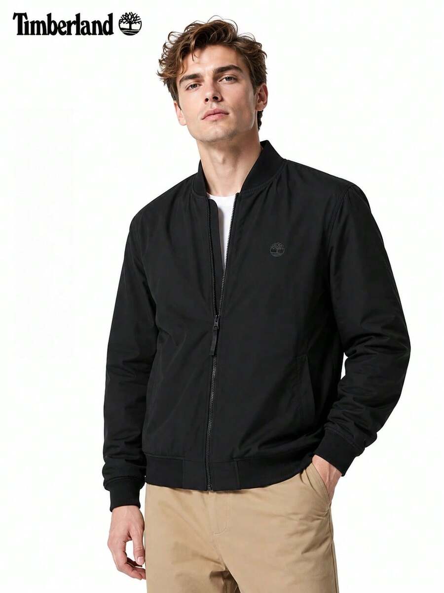 Timberland Men's Outdoor Sports Baseball Jacket Loose Casual Padded Flight Jacket - Black - View 1