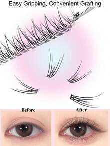 Lvcheryl 400pcs Fishtail Lashes DIY Cluster Lashes, Natural Looking Segmented Eyelashes Extension ,Reusable Grafting Lightweight Lashes,Cluster Eyelashes Extensions For Makeup - C - View 6