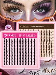 Spiky Fairy Lash Clusters, DIY Individual Cluster Lashes, Wispy Spiky Segmented False Eyelashes, At Home Self Lash Extensions, Thin Band Reusable Eyelash Clusters, Mixed Length 11-19mm, Dramatic Spiky Lashes For Halloween Cosplay & Daily Eye Makeup - D - View 1