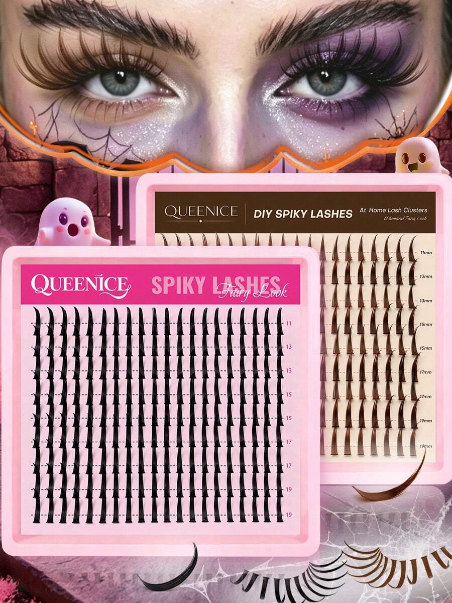 Spiky Fairy Lash Clusters, DIY Individual Cluster Lashes, Wispy Spiky Segmented False Eyelashes, At Home Self Lash Extensions, Thin Band Reusable Eyelash Clusters, Mixed Length 11-19mm, Dramatic Spiky Lashes For Halloween Cosplay & Daily Eye Makeup - D - View 1
