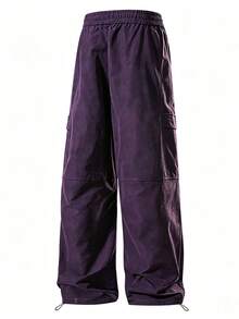 NBCT Women's Outdoor Hiking Cargo Pants With Patch Pockets, Drawstring Waist And Cuffs, Versatile Functional Sports Long Pants For Camping And Hiking - Purple - View 3