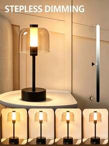 OBOVAY Cordless Rechargeable Desk Lamp, Battery Powered Lighting For Bedroom, 3-Color Stepless Dimming, Portable LED Light For Dining Room, Kitchen, Cafe, Camping, With Touch Control Night Light - 1 Piece - View 7