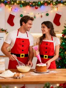 1pc Santa Claus Chef Style Red Apron, Suitable For Home Kitchen, Christmas Party, Christmas Dinner, New Year Party, Restaurant, Hotel, Cafe And Other Occasions - One Size Fits All - View 8