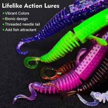 PRO BEROS Proberos 10/14pcs Soft Bait Fishing Swimbait, Worms Bionic Soft Fishing Bait, Soft Plastic Lures For Trout Walleye Bass Fishing. - Multicolor - View 5