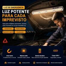 Lámpara LED recargable 6 modos de luz, linterna y alerta, 4 formas de fijación, para camping y emergencias - Albaricoque - Ver 5