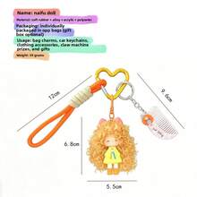 Cartoon Curly Hair Doll Keychain Pendant Cool Couple Character Charm Cute Bag Hanging Chain Creative Small Gift 1pc/2pcs,Purse Charms - Multicolor - View 8
