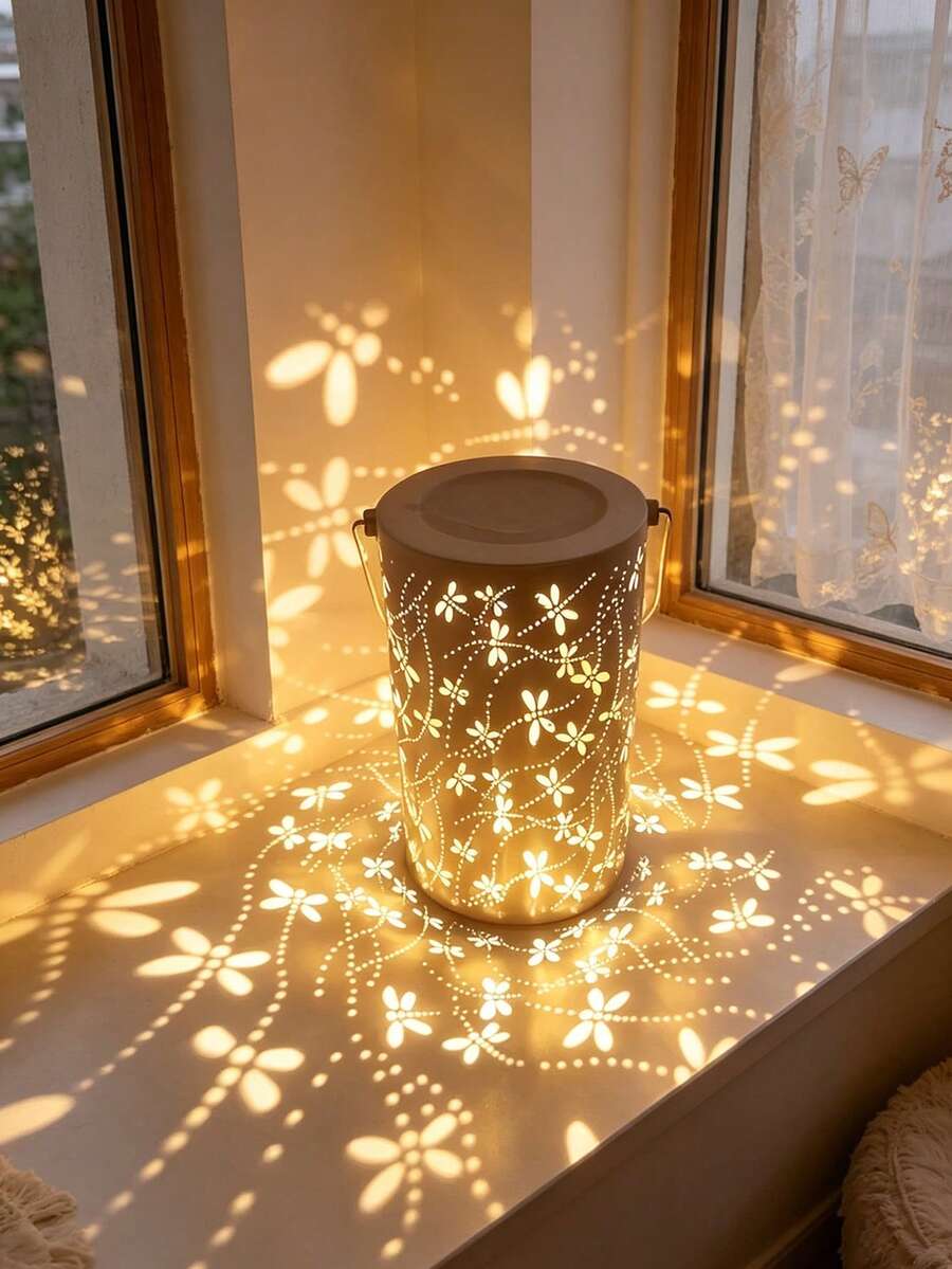 1pc Dragonfly Hollow Solar Projection Lantern, Waterproof Iron Hanging Decorative Light, Suitable For Yard, Garden, Patio, Christmas, Halloween Outdoor Decoration Atmosphere Light - Multicolor - View 1