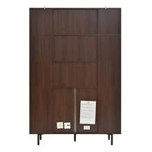 Tall Cabinet, Sideboard With Rattan Front, MDF Body, 8 Doors, Black Handles, Iron Legs, Modern Design Storage Unit - Walnut + Beige - View 10