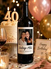 1-10pcs Custom Wine Bottle Labels, Personalized DIY Wine Bottle Stickers, Designed With Birthday Celebrant's Name And Birth Date. Stick On Red Wine Or Champagne Bottles To Create An Eye-Catching Visual Focal Point And Instantly Enhance Party Photo - Multicolor - View 6