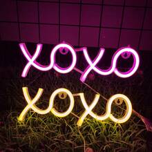 1pc LED Letter XOXO Neon Wall Hanging Light, Battery & USB Powered, Romantic Decorative Night Light For Home, Holiday, Party, Wedding, Birthday Gift, Atmosphere Lamp For Bedroom, Room, Living Room Decor - Xoxo Neon - View 9