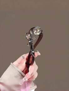 1/2pcs Exquisite Rhinestone Flower Twist Hair Claw Clip, Fashion Elegant Large Hair Clip Hair Accessory For Women - Multicolor - View 4