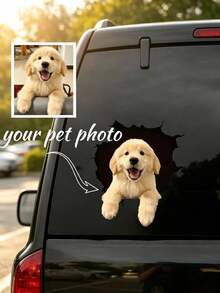 Custom Car Window Pet Sticker Car Cutout Dog Puppy Kitten Chameleon Fox Pet Sticker Cute Pet High Quality Fashion Texture Laptop Sticker Personalized Pet Sticker Photo Gift For Friends Family Boyfriend Girlfriend Dad Mom Brother Sister Younger - Multicolor - View 1