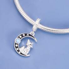 1pc Cartoon Wild Animal Beaded Series Polar Bear, Puzzle Bear, Moon Fox, Sloth, Hedgehog Pendant, DIY Jewelry Accessory, Compatible With Snake Chain, Women's Bracelet Accessory, Perfect Gift For Pet Lovers - Silver - View 6