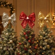 1 buah Hiasan Puncak Pohon Natal Bintang Emas Mengkilap, Dekorasi Dalam Ruangan untuk Liburan, Dengan Desain Logam Mengkilap, Cocok untuk Pohon Natal, Rumah dan Dekorasi Liburan Pohon Natal - MultiWarna - View 2