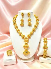 1 Set Fashionable Women's Gold Ball Pendant Necklace Jewelry Set Necklace Earrings Bracelet Ring Middle East Dubai USA Africa Bride Wedding Banquet Dress Accessories Christmas Valentine's Day Holiday Gift Daily Wear - Yellow Gold - View 2