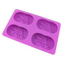 4-Cavity Wave Flower Rectangular Soap Handmade Soap DIY Silicone Mold 1pc - Purple - View 12