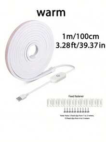 1pc USB Powered LED Neon Light Strip, Touch Dimmable Ultra-Thin Flexible Neon Rope Light, Soft Warm White/White Touch Switch Light, Suitable For Bedroom, Kitchen, Cabinet, Staircase Indoor Decoration - Neon - View 15