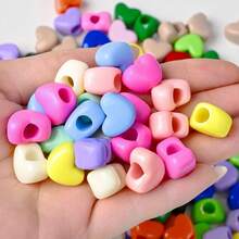11x16mm Acrylic Heart Beads Solid Color Love Shape Spacer Loose Beads For Jewelry Making DIY Bracelet Necklace Earring Keychain Phone Chain - Large Heart With Holes - View 2