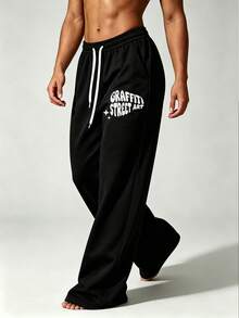 Women's Spring/Autumn Soft Comfortable Breathable Straight Leg Sweatpants, Casual Jogging Fitness Track Pants - Black - View 2