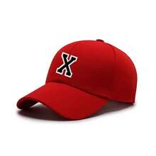 1pc Unisex A-Z Letter Adjustable Baseball Cap, Unisex Casual Soft Top Hat, Outdoor Sports Sun Hat - Red - View 11