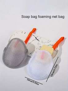 2pcs Double-Sided Soap Foaming Net Bag, Exfoliating Shower Sponge, Lathering Soap Pouch For Bath And Body Cleansing - Multicolor - View 5