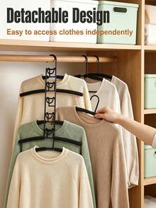 5-Tier Heavy Duty Space-Saving Clothes Rack With Non-Slip Foam Padding, 5-In-1 Multi-Layer Metal Folding Hanger, Polished Finish, Suitable For Coats, Sweaters, Suits And T-Shirts, Hanging Clothes Storage, Space-Saving Design - Multicolor - View 7