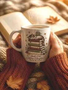 11oz Ceramic Coffee Mug, Reusable, Perfect Gift For Cat And Book Lovers, Christmas/Halloween Gift - Multicolor - View 3