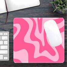 Pink Swirl Abstract Aesthetic Large Desk Mouse Pad, Retro Wave Pattern Extended Keyboard Mat, Non-Slip Rubber Base Stitched Edge Soft Fabric Desk Pad, Office Gaming Home Decor Gift - View 8