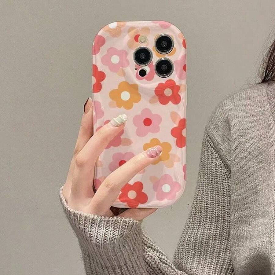 Floral Pattern 1314151617ProMax Phone Case Compatible With Apple 12/11 - Pink - View 1