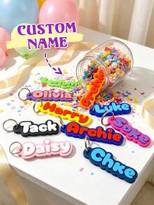 Personalized Acrylic Bag Charm Keychain,Custom Name 3D Backpack Tag Keychain,For Family And Friends, Birthday And Holiday Gift - Multicolor - View 2