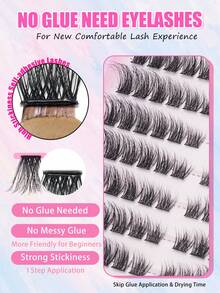 120pcs Glue-Free Individual Lash Clusters, 3D Fluffy Wispy False Eyelashes, Mixed Length DIY Lash Extensions, Dense Voluminous Cluster Lashes, Soft Lightweight Reusable Eyelash Clusters, Easy No-Glue Application For Parties, Photos & Special Events - D - View 4
