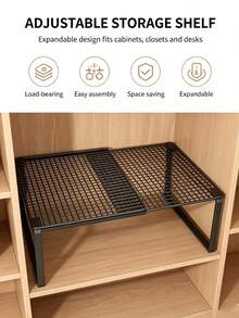 Rak Penyimpanan Bawah Wastafel yang Dapat Diperluas | Rak Penyimpanan Multifungsi untuk Dapur, Kabinet, Lemari Pakaian, dan Sepatu | Organizer yang Dapat Diatur untuk Meja dan Lemari - MultiWarna - View 4