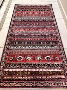 Digitally Printed Non-Slip Washable Runner And Area Rug Living Room Carpet, Modern Design | Modern, Scandinavian, Bohemian And Classic Styles | 100% Polyester - Red - View 9