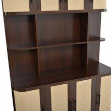 Tall Cabinet, Sideboard With Rattan Front, MDF Body, 8 Doors, Black Handles, Iron Legs, Modern Design Storage Unit - Walnut + Beige - View 11