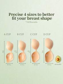 SUJIIN Women's Large Bust Push-Up Adhesive Bra, Reusable Back Glue Nipple Covers, Thin Invisible Strapless Wedding Formal Wear, No Clasp, Summer Style - Apricot - View 9