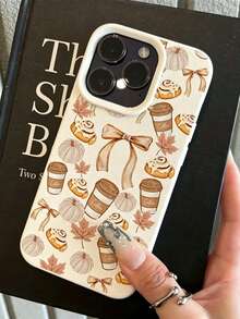 Casing Ponsel Retro Modis dengan Motif Daun Maple, , dan Kopi Musim Gugur yang Dapat Dipersonalisasi, Melindungi Seluruh Bagian, Tahan Guncangan, Kompatibel dengan iPhone 18/18Pro/18ProMax/17/17Pro/17ProMax/16/16Pro/16ProMax/15/15Pro/15ProMax/14/13/12/11 - Krem - View 4