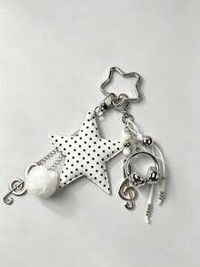 1pc Fashion Polka Dot Star Beaded Chain Pendant Bag Charm Accessory Keychain, For Women's Shoulder Bag, Tote Bag Charm, Keychain Pendant - Multicolor - View 11
