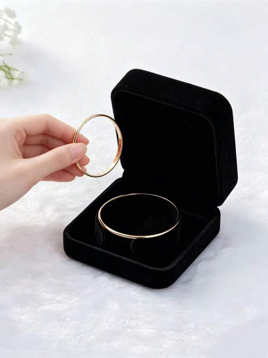 1 buah Kotak Perhiasan Mewah Berbulu, Kotak Penyimpanan Gelang & Kalung, Kotak Gelang Hitam, Penyimpanan Portabel, Kotak Kemasan Hadiah Liburan - kotak gelang - View 1