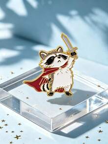 1pc Fantasy Style Sword-Holding Raccoon Brooch, Cute & Cool Creative Design With Exquisite Detailed Craftsmanship, Suitable For Various Clothing And Bag Decoration, Unique Creative Gift For Animal Lovers - Multicolor - View 3