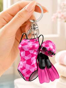 2D Flat Swimming Suit Theme Acrylic Keychain, Exquisite Gift, Suitable For Backpack And Car Key Decoration, Holiday Party Decoration, Perfect Gift For Creative Keychain Enthusiasts, Back To School Season Gift - Multicolor - View 3