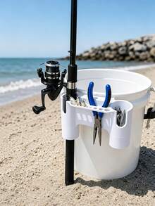 Clip-On Fishing Rod And Tackle Storage Rack, Bucket-Style Fishing Rod Holder With Buckle Storage Rack, Equipped With Clip-On Fishing Rod Holder, Tool Slot, Pliers Holder And Tackle Hole, Fishing Bucket Not Included, Suitable For Fishing Enthusiasts - Multicolor - View 2