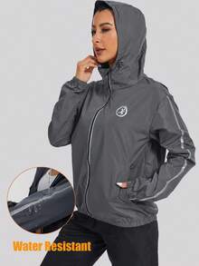 Women's Waterproof Raincoat With Zipper And Hood, Suitable For Hiking And Other Outdoor Sports - Grey - View 1