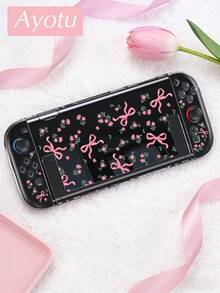Ayotu Floral & Bow Switch Transparent Protective Case, Compatible With New Switch 2 (2025)/Switch NS/Switch OLED, Can Be Used On Dock Without Removing Protective Case, Universal Game Controller Protective Cover, Switch Game Accessories, Anti-Drop Anti-Scratch, Birthday Gift & Christmas. - View 4