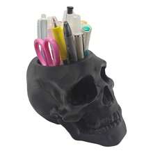 1pc Skull-Shaped‑Shaped Pen Holder, 3D Printed Decorative Skull Pencil Cup, Halloween Decor, Multi‑Purpose Desktop Storage Container, Makeup Organizer, Cosmetic Brush Holder, Vanity Desk Office Organizer, Table Decor, Day Of The Dead Decor. - View 12