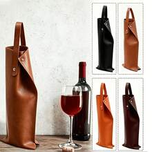 1pc Red Wine Gift Bag PU Handheld Wine Bottle Carrier Portable Fashion Wine Bottle Protection Bag - Wine Gift Bag - View 1