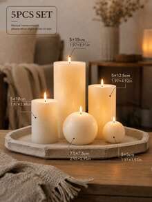 Multi-Size Ivory White Cylinder And Ball Decorative Candles, Suitable For Weddings, Dining Tables, Home Decor, Parties And Holiday Table Settings - Ivory White - View 20