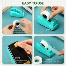 1 buah (Model & Warna Acak) Dispenser Selotip Portabel Lucu, Alat Tulis Kantor Rumah Pelajar, Kotak Penyimpanan Selotip Kantor, Aksesori Meja Kreatif, Pemotong Selotip Washi - Set - View 8