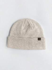 Women's Solid Color Ribbed Knit Loose Beanie, Soft Warm Folded Brim Winter Hat, Suitable For Daily Wear - Hat - View 11