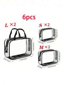 6/3/1pc 3 Sizes Black Transparent PVC Storage Bags, Portable Zipper Children's Toy Storage Bags With Handle, Baby Room Waterproof Storage Bags - Multicolor (Black) - View 11