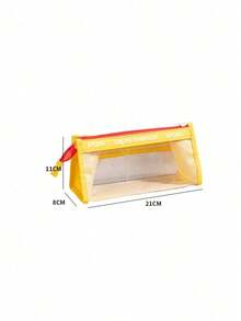 Transparent Mesh Large Capacity Pencil Case, Simple Transparent Pencil Bag, Student Mesh Bag, Simple Double Layer Compartment Pencil Case - Multicolor - View 5